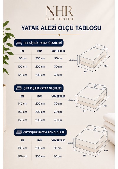 Sıvı Geçirmez / Ultra Sessiz / Fitted Yatak Alezi / %100 Pamuk Beyaz