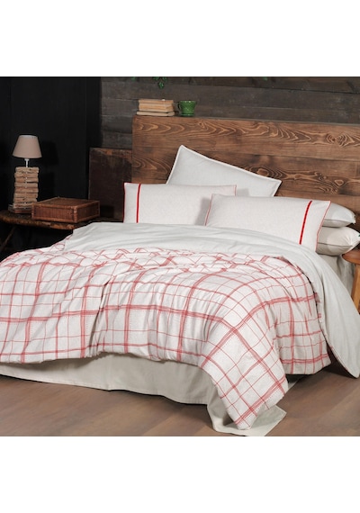 Bramo King Size Battal Boy %100 Pamuk Flanel Pazen Nevresim Takımı Bej Bej