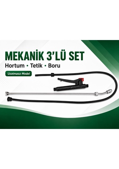 Algarıde İlaçlama Makinesi Mekanik 3'lü Set Hortum Pompa Kolu Boru İlaçlama Makinesi Yedek Parça Seti