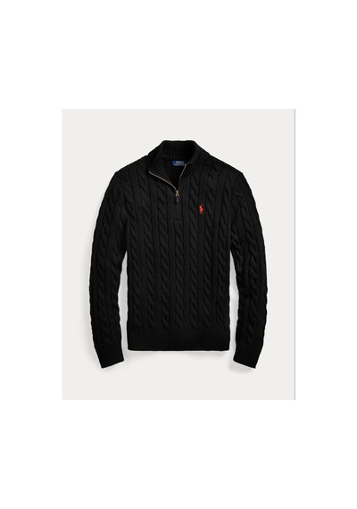 Polo Ralph Lauren Yarım Fermuar Triko Kazak Siyah
