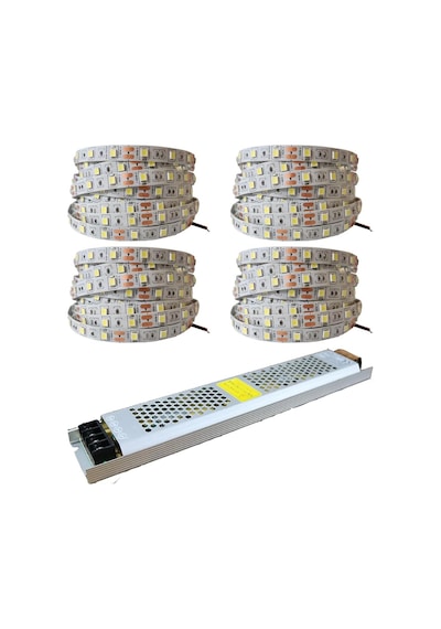 20 Metre Şerit Led Günışığı Renk + 12v 25 Amper 300 Watt Led Trafo - 3 Dirençli Double Pcb - Ot Standart