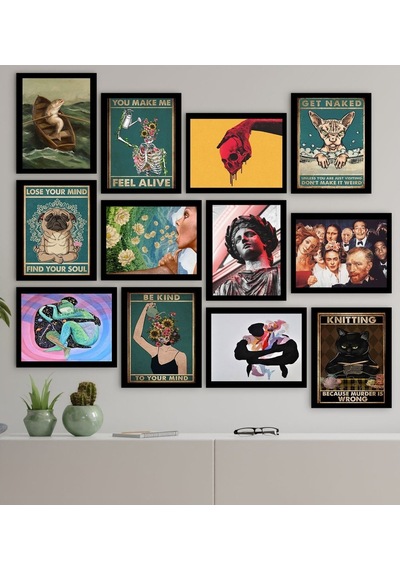 Bk Gift 12 Parça Çerçeve Görünümlü Ahşap Tablo Seti (65X80Cm)-16
