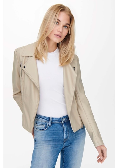 Only Kadın Krem Onlgemma Faux Leather Biker Deri Ceket 15153079 001
