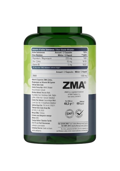 Natures Supreme Zma 60 Kapsül Aromasiz