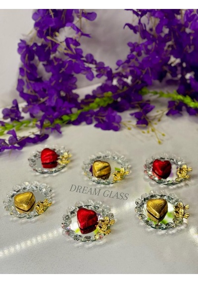 Dream Glass 6 Kişilik Kuş Detaylı Aynalı Lokumluk Gümüş
