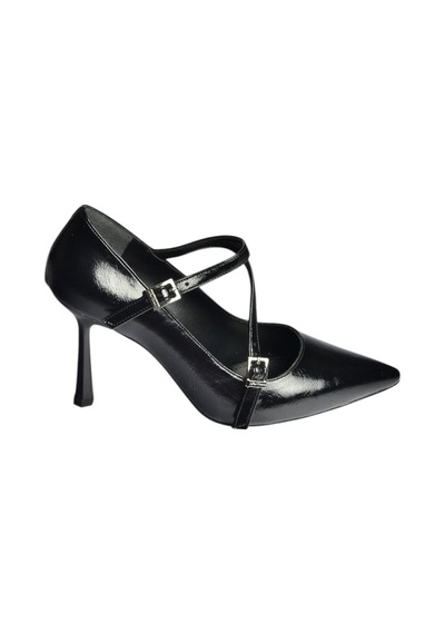 Fox Shoes V820467260 Siyah Rustik Kalın Topuklu Kadın Ayakkabı Siyah