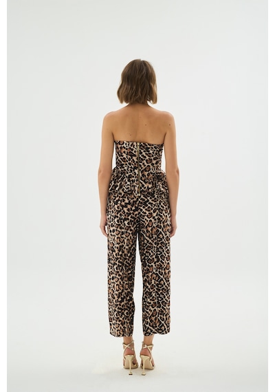 Sagaza Studio Ss6063 Leopar Desenli Straplez Bluz Çok Renkli