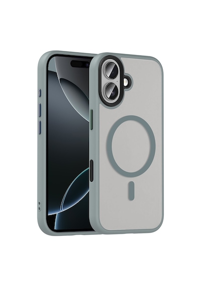 Zore İphone 17 Kılıf Mat Arka Yüzey Wireless Şarj Özellikli Zore Flet M-safe Kapak - Gri