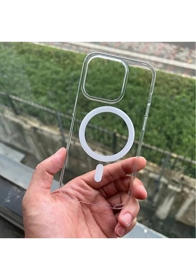 Apple Uyumlu iPhone 15 Sararmaz Magsafe Sert Şeffaf Kılıf