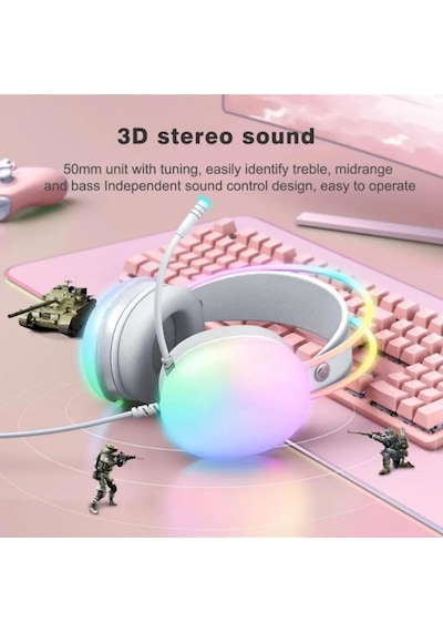 Rainwork 7.1 Rgb Transparan Led Effect Gaming Headset Oyuncu Gaming Kulaklık Ct-x8