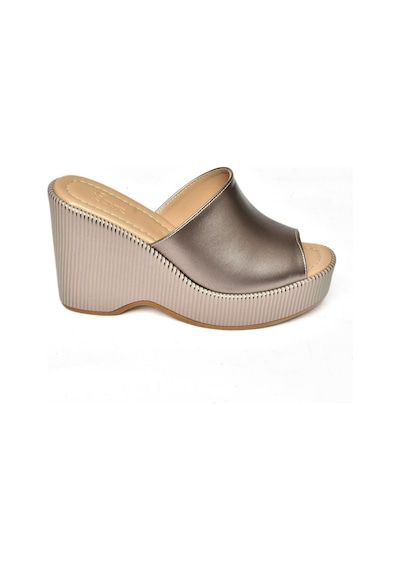 Fox Shoes K250101509 Platin Dolgu Topuklu Kadın Terlik Platin