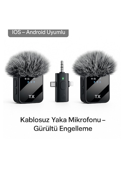 Daytona K9-y2 Yüksek Kalite Profesyonel 3 In 1 Kablosuz Taşınabilir Yaka Mikrofonu Tüylü Mini Mic Tak Ve Çalıştır Canlı Yayın Vlog Kablosuz Yaka Çift Verici Mikrofon