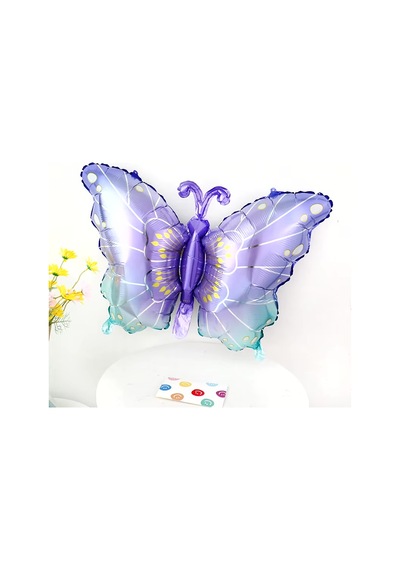 Benekli Mor Kelebek Folyo Balon 79x53 Cm Çok Renkli
