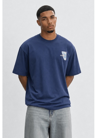 Respire Erkek Itsbyzey Nakış Detaylı Oversize T-shirt Lacivert