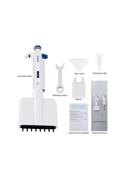 Borox Otomatik Pipet 12 Kanallı 50-300 µl Dijital Mikropipet