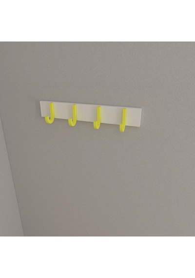 Hepsi3boyutlu Modern Duvar & Kapı Baston Askılık - 4 Adet Sarı J Askılık - Model No : 6 Sarı