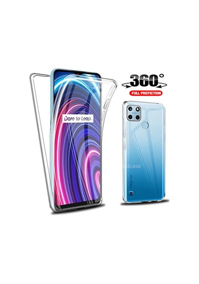 Teknomoda Oppo Realme C21Y Kılıf Şeffaf 360 Ön Arka Korumalı Silikon