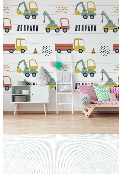 Şirin İş Makineleri Temalı 20 Parça Çocuk Ve Bebek Odası Dekoratif Duvar Sticker Seti Figür 2