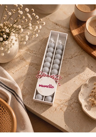 Mumelia Bubble Şamdan - Doğal Soya Kutulu Dekoratif Mum - 2'li - Gri - 1 Kutu