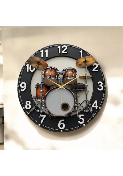 AA Shop Bateri Müzik Renkli Baskı Desenli Sayılı Hediyelik Ahşap Sessiz Tablo Duvar Saati 69 Renkli