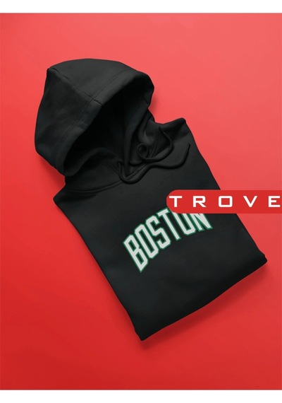 Startmore Unısex Kadın Erkek Boston Abd New Uzun Kollu Siyah Hoodie % 100 Pamuk Tasarım Sweatshirt Siyah