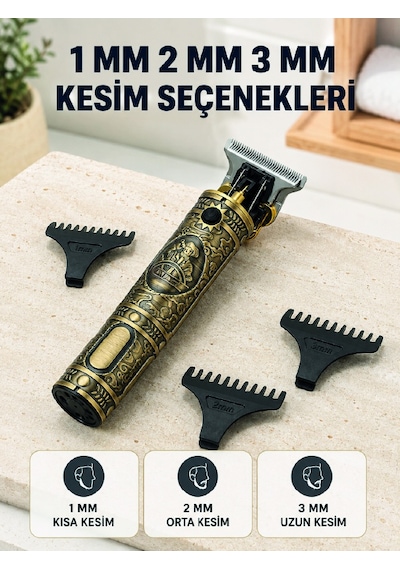 Profesyonel Saç Ve Sakal Tıraş Makinesi 1500 Mah Bataryalı 1 2 3 Mm Taraklı - Lisinya 1 - 2 Saat