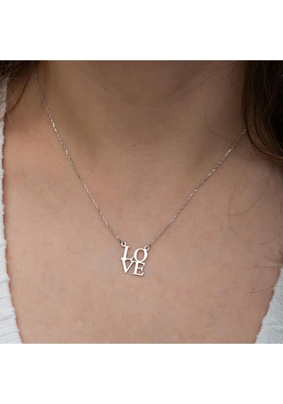 Love Yazılı 925 Gümüş Kolye