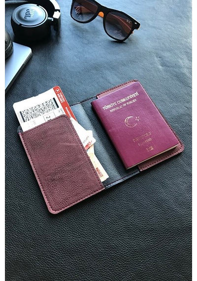 Vip Gift Voyager Pasaport Kılıfı Minimalist Vegan Suni Deri Pasaportluk Ka Bordo