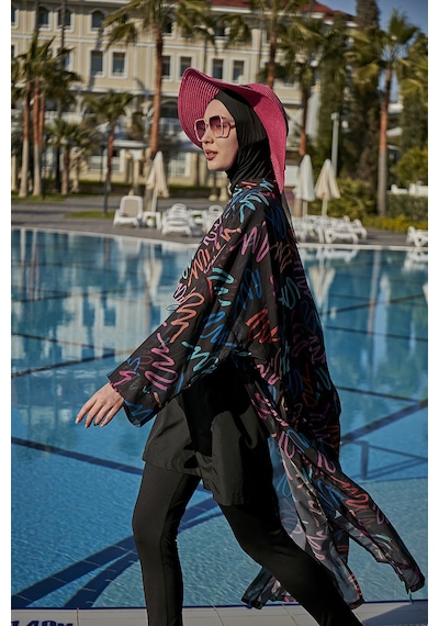Remsa Neon Şifon Kimono Pareo Rms-rp013-26 Siyah