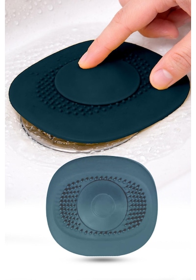 Koyu Mavi Gider Koku Önleyici Kademeli Silikon Lavabo Tıkacı Banyo Mutfak 10x10.5 Cm