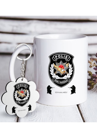 Kişiye Özel Mesleki Polis Özel Harekat Beyaz Kupa Ve Anahtarlık H