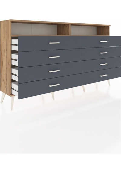 Arges Konsol 2 Raflı 8 Çekmeceli 176x30x99 Çam-çam/antrasit Çam-çam/antrasit Arges Konsol 2 Raflı 8 Çekmeceli 176x30x99 Çam-çam/antrasit Çam-çam/antrasit