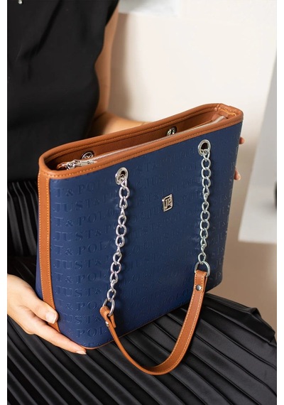 Just Polo Zincir Detaylı Yeni Sezon Kadın Omuz Çantası 234035mh Lacivert - Taba 37107395