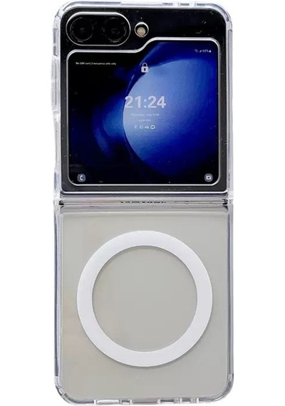 Teknomoda Samsung Galaxy Z Flip 7 Kılıf Magsafe Wireless Kablosuz Şarj Uyumlu Manyetik Şeffaf Kapak Şeffaf