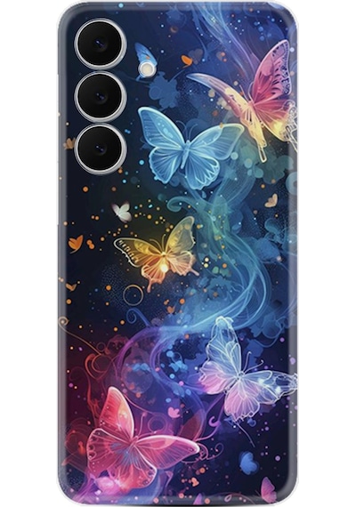 Samsung Galaxy Uyumlu S25 Fe Kılıf Boutique Baskılı Resimli Neon Kelebekler Pcode -092