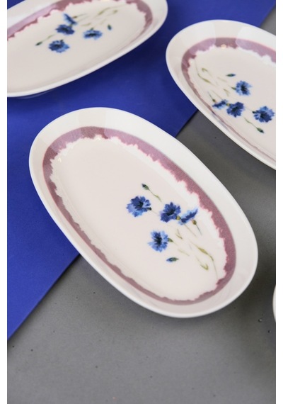 Tabak Evi Porselen Morden Oval Kayık Tabak 19x11x2,50cm 4 Parça Çok Renkli