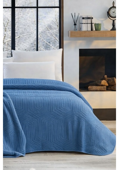 Özdilek Prestige Çift Kişilik Battaniye 220x240 -çin Mavisi Yeni Mavi