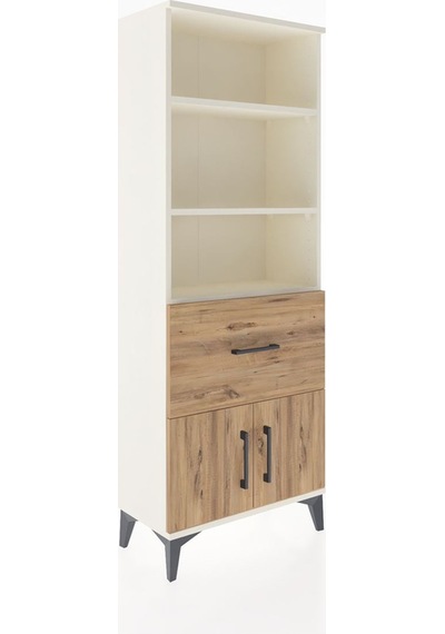 Arges Dolap 3 Raflı Tek Çekmeceli 2 Kapaklı 60x30x163 Aytaşı-çam Aytaşı