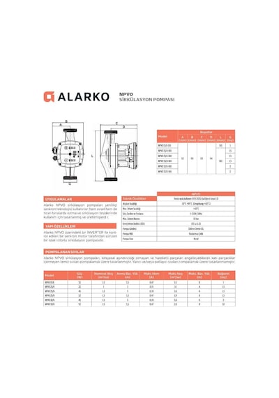 Alarko Npvo 25/4-180 Mm Değişken Devirli, Dişli Sirkülasyon Pompası 1 1/2"