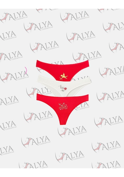 Alya Underwear Kadın Pamuklu Tanga Külot - String Iç Çamaşırı Lacivert, Kırmızı, Ekru - 3 Adet Çok Renkli T21 Alya Underwear Kadın Pamuklu Tanga Külot - String Iç Çamaşırı Lacivert, Kırmızı, Ekru - 3 Adet Çok Renkli T21