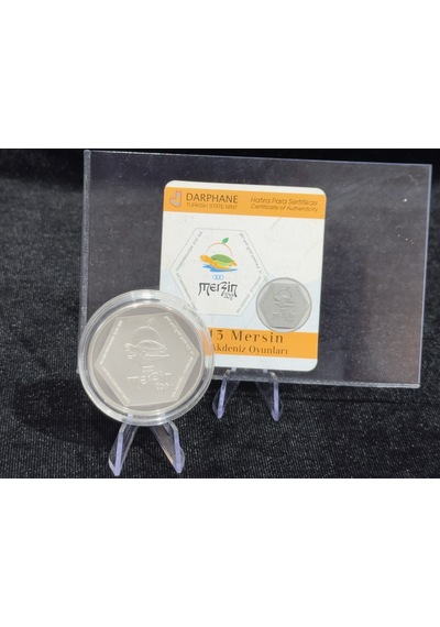 2013 Mersin Xvıı. Akdeniz Oyunları 50 Türk Lirası 925 Ayar Gümüş Proof Sertifikalı