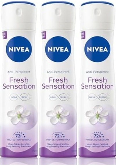 Fresh Sensation Kadın Sprey Deodorant 150 Ml,72 Saat Anti-perspirant Koruma,uzun Süren Ferahlık X3