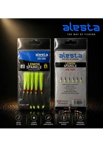 Alesta Lemon Sparkle Rıg X0262 5 Köstekli Hazır Takım 0.45mm No:4 İğne