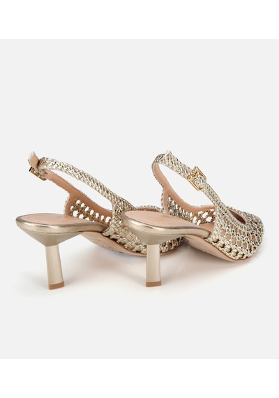 Hotiç Kadın Gold Örgü Detaylı Arkası Açık Kısa Topuklu Stiletto 01ayh322880a540 01ayh322880a540