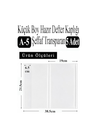 Küçük Boy Hazır Defter Kaplığı Şeffaf A5 5 Adet 1 Paket Cırtlı Ayarlanabilir Kendinde Yapışkanlı Kaplık Okul Sınıf Beyaz