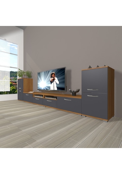 Decoraktiv Eko 9220 Mdf Tv Ünitesi Tv Sehpası Ceviz - Antrasit