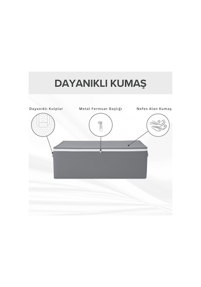 5'li Set - Antrasit Büyük Boy Baza Altı & Çekyat Altı Hurç 65 X 45 X 22 Cm Tela 45 X 65 Gri Tr Diğer