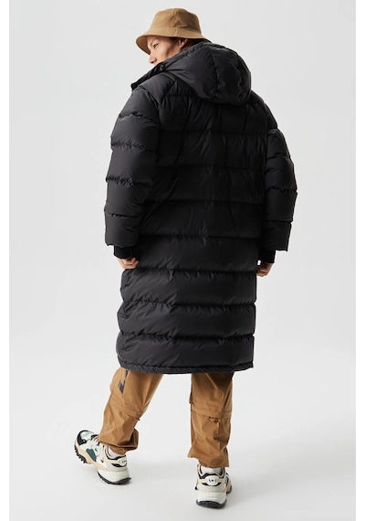 Lacoste Down Fill Parka Uzun Boy Kaz Tüyü Dolgulu Çıkartılabilir Kapüşonlu Erkek Parka Siyah Siyah