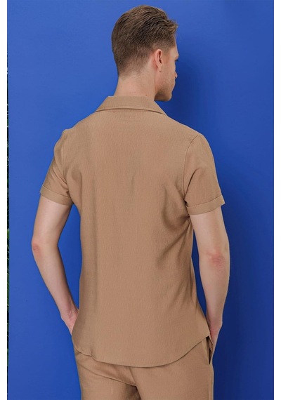 Efor G 1549 Slim Fit Camel Klasik Gömlek Camel