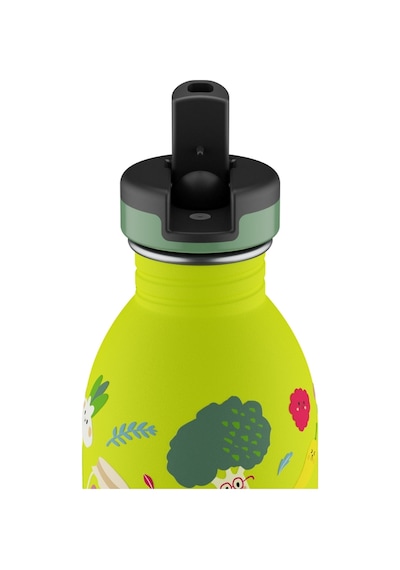 Kids Bottle Veggie Friends Pipetli Paslanmaz Çelik Çocuk Su Matarası 500 Ml Sarı